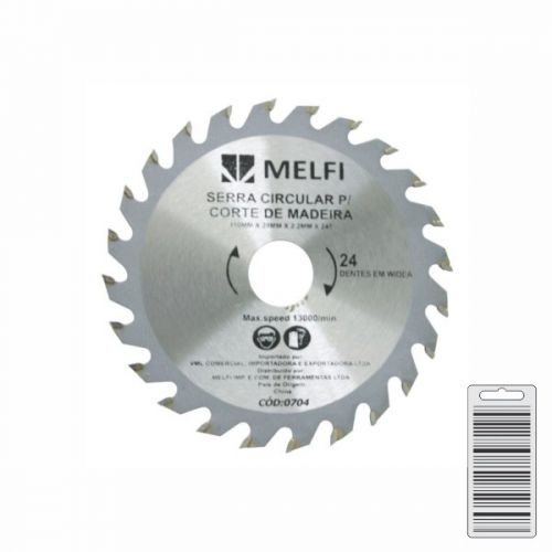 LÂMINA SERRA CIRCULAR VÍDEA PARA MADEIRA 110MM 024 DENTES FURO